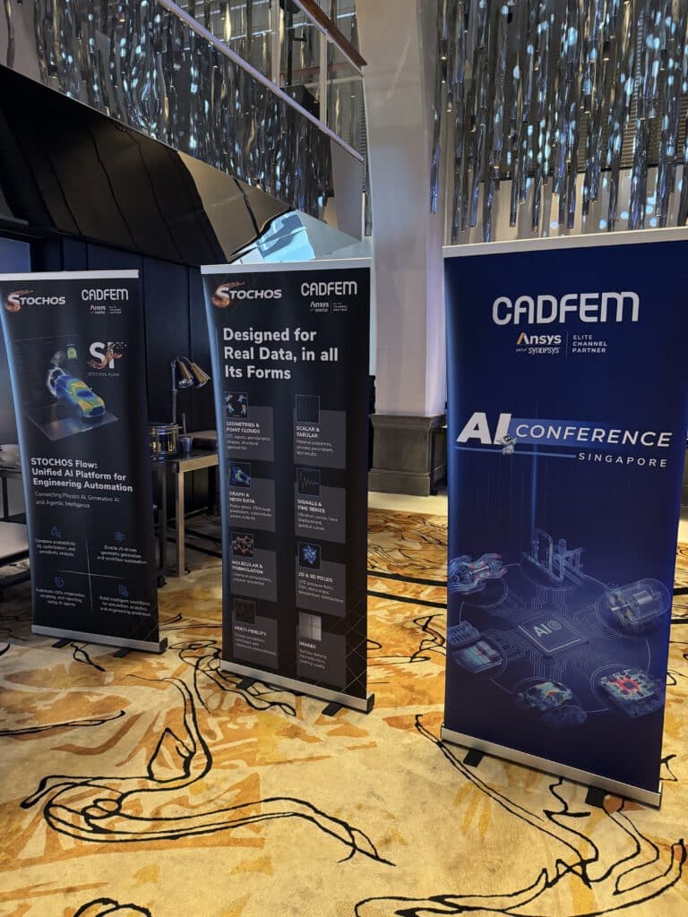 STOCHOS and CADFEM AI Conference Singapore rollup banners