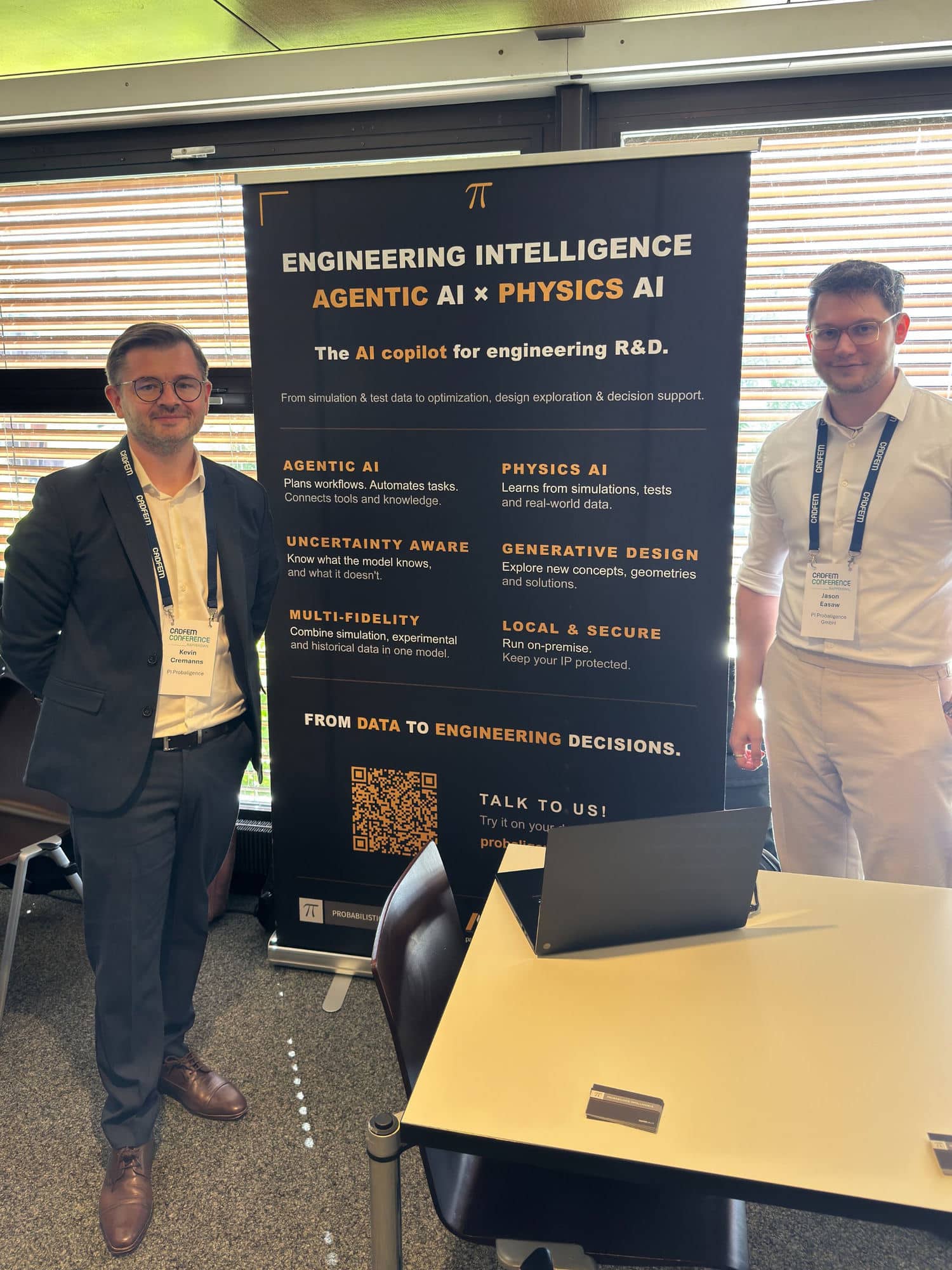 Kevin Cremanns and Jason Easaw at the PI Probaligence booth at the CADFEM Conference Rapperswil 2026